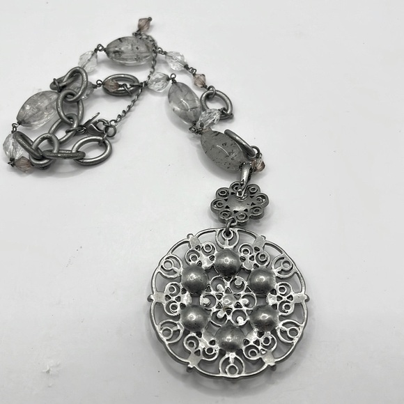 Lia Sophia Matte Silver Tone with large removable pendant Oversized - Picture 8 of 12